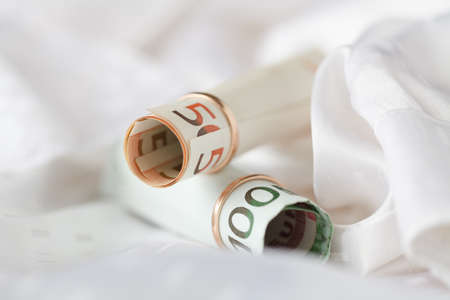 Prenuptial agreement with ringsの写真素材