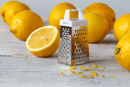 fresh lemon on tableの写真素材