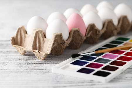Easter concept with coloring eggの写真素材