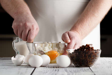 Fresh dairy products - cottage cheese, egg. Rustic style. Bio/organic/natural ingredients. Healthy eating.の写真素材