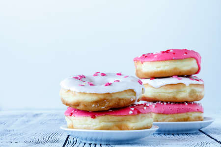 Doughnut with frosting. Baked unhealthy round.の写真素材