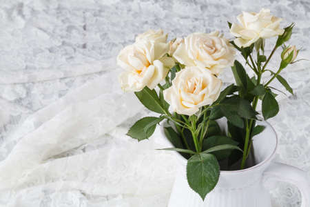 Bouquet of white rosesの写真素材
