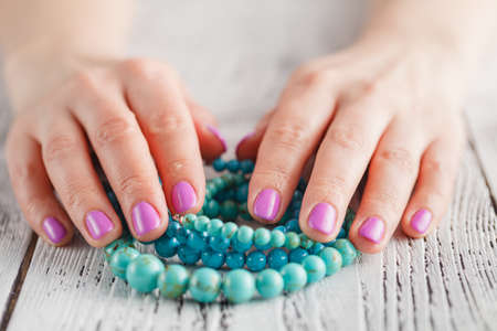 manicre treatment at the wellness salonの写真素材