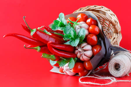 Vegetable edible bouquet of pepperの写真素材