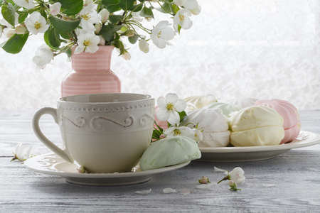 Tea in a beautiful Cup with flowers