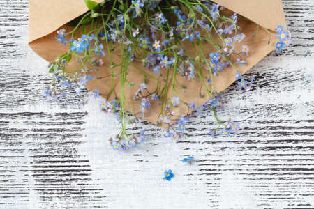 love letters and forget me not flowers.の写真素材