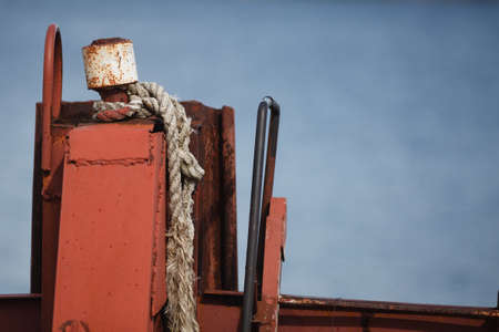 Detail of rusted chains  on an old sailing shipの写真素材