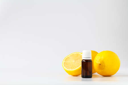 Essential aroma oil with lemonの写真素材
