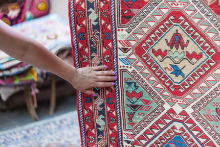Georgian carpets handmade with national ornamentsの写真素材