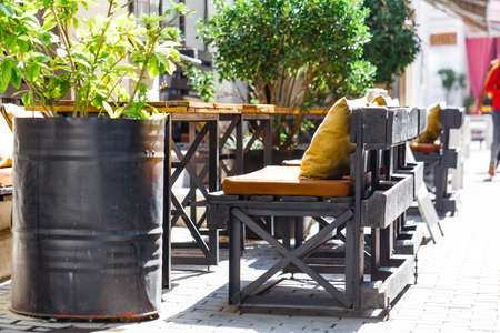 Empty outdoor restaurant table