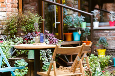 Cozy outdoor cafe in Paris, Franceの写真素材