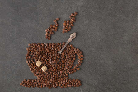 a cup of coffee from coffee beansの写真素材