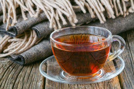 Hot tea in cold autumn dayの写真素材