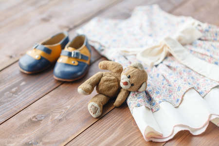 Child dress on hangerの写真素材