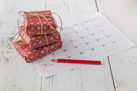 Christmas and New Year Background Gift boxesの写真素材