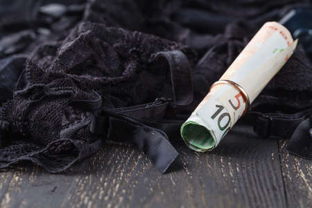Lingerie and money concept: Love for moneyの写真素材