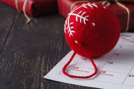 Red ball Christmas celebration accessories prepare for the Christmas and happy New Year festivalの写真素材