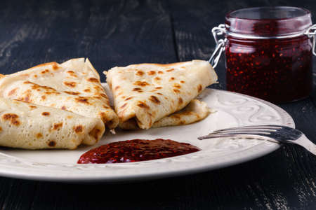 pile of pancakes for maslenitsa carnivalの写真素材