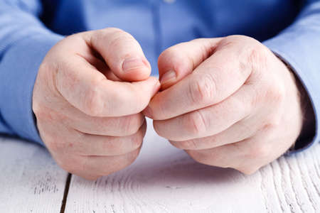 bad habit of nibbling nailsの写真素材