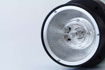 Head of Studio Flash Strobe Lamp Light, close upの写真素材