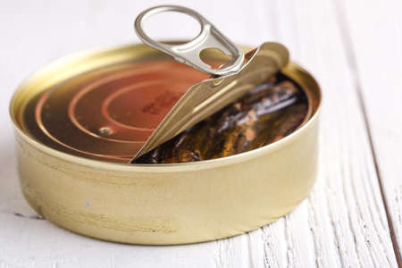 tin sardine on dard backgroundの写真素材