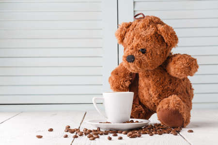 Good morning with teddy bearの写真素材