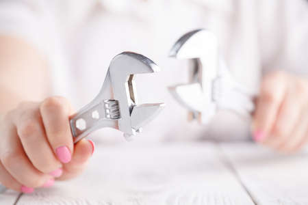 Girl with Adjustable wrench
