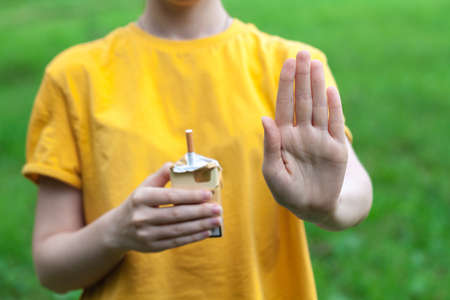 Healthy Young Woman Refusing To Take Cigarette From Packの写真素材