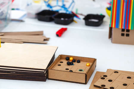 The educator deals with the child in the kindergarten. Creativity and development of the child on...