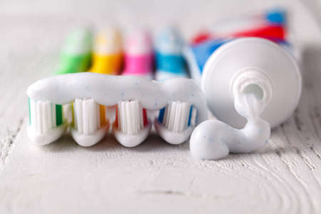 Color toothbrush with the color toothpaste