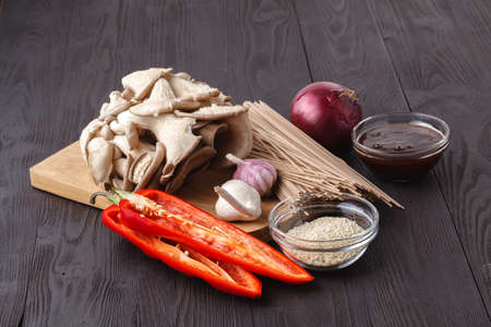 Japanese famous foods.Yakisoba. Stir-fried noodles with chicken and vegetables.Closeup of chopsticksの写真素材