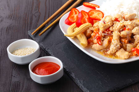 Fried rice with chickenの写真素材