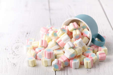 Background or texture of colorful mini marshmallows