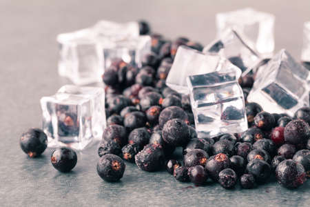ripe blueberry with small slices of ice