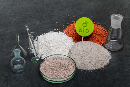 add Mineral Chemical fertilizer in soli help plant to growの写真素材