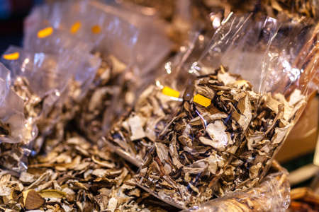 Dried mushrooms on local marketの写真素材