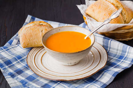 traditional pumpkin soup, tasty and warmingの写真素材