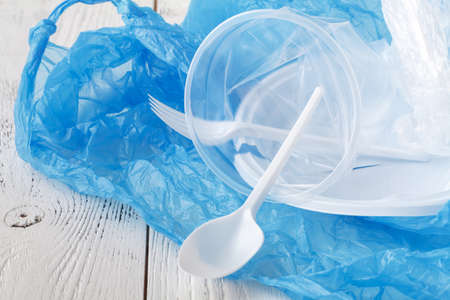 concept of ban on disposable tableware for natureの写真素材