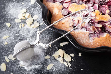 Almond and raspberry cake, Bakewell tart. Traditional British pastryの写真素材