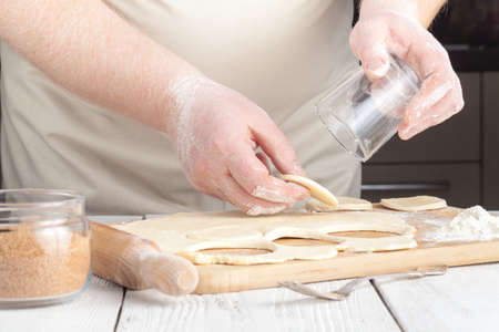 cookies, Production of flour products. Hands close-upの写真素材