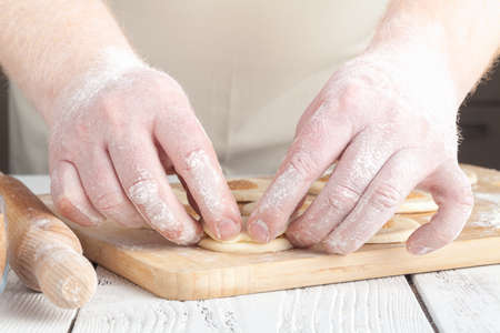 cookies, Production of flour products. Hands close-upの写真素材