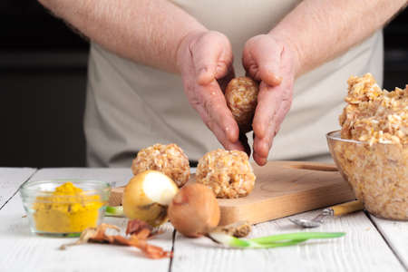 Swedish meatballs cooking at homeの写真素材