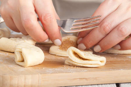 Making festive gingerbread dough on a baking sheetの写真素材