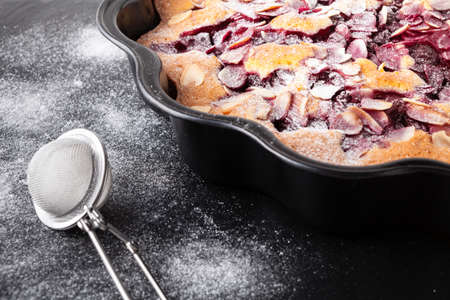 Almond and raspberry cake, Bakewell tart. Traditional British pastryの写真素材