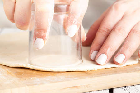 cutting cookies dough circle shape homemade
