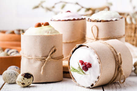 Easter cake and easter eggの写真素材