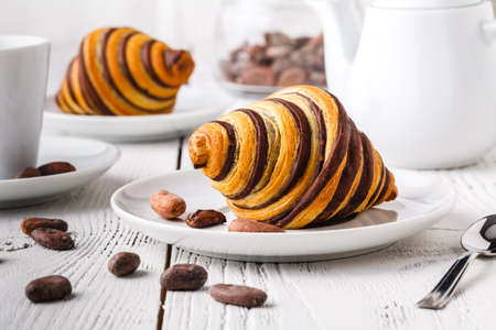 Croissant in breakfast timeの写真素材