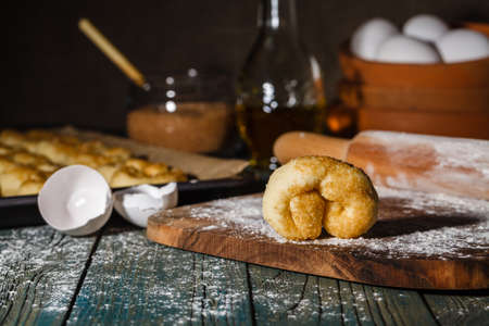 Warm Homemade Gingersnap Cookies topped with Sugarの写真素材