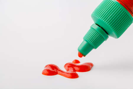 Chili sauce with tomato sauce from bottleの写真素材