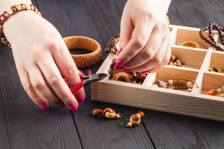 necklace beads box for homemade jewelleryの写真素材